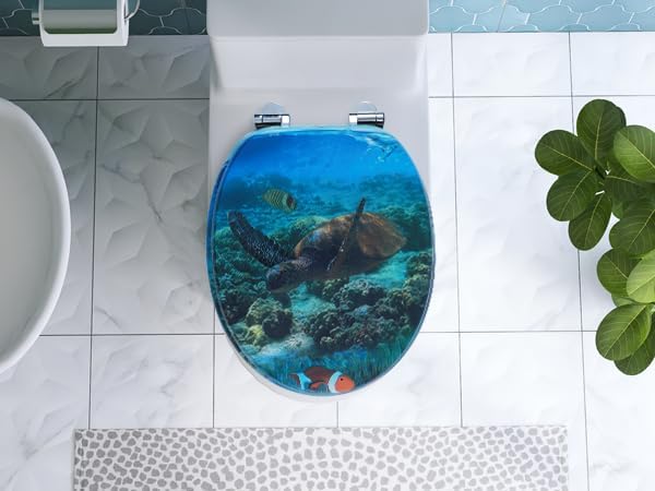 SAINOS MDF-Toilettensitz mit Soft-Close-Mechanismus, O-förmiger Toilettensitz mit verstellbaren Scha