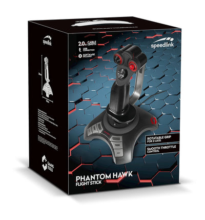 Speedlink PHANTOM HAWK Flight Stick - Joystick für PC/ Computer, Controller für Simulator-Spiele, US