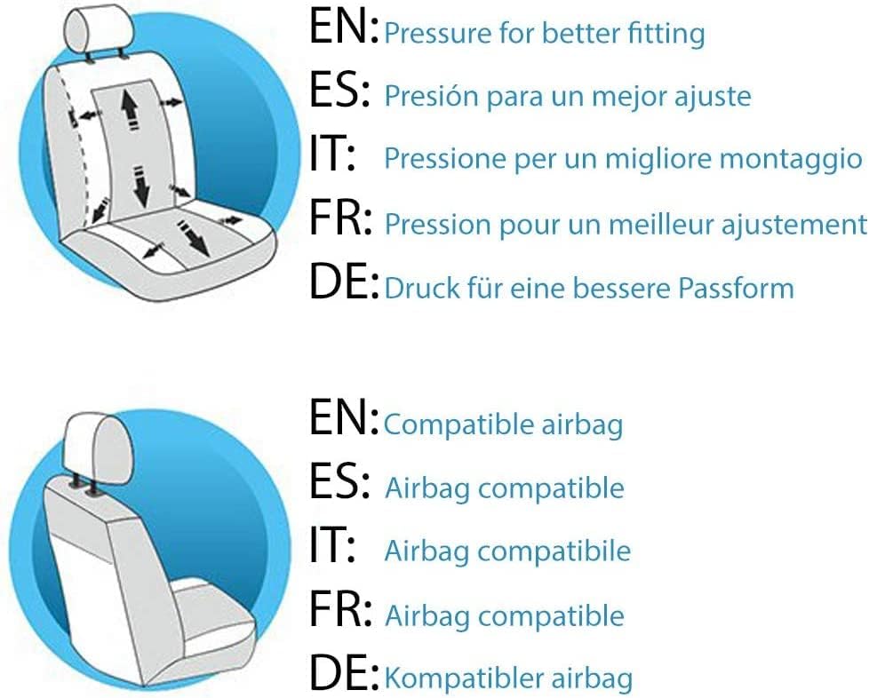 Universal Autositzbezüge Made in Italy – Racing – Rückenlehne mit 2 Reissverschlüssen – kompatible A