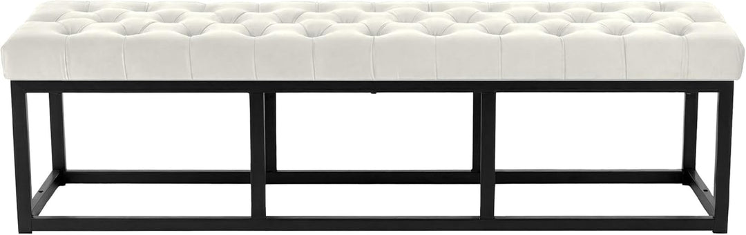 CLP Sitzbank Polson, modern, schwarzes Metallgestell, gestepptes Samt, Bodenschoner, für Wohnzimmer,