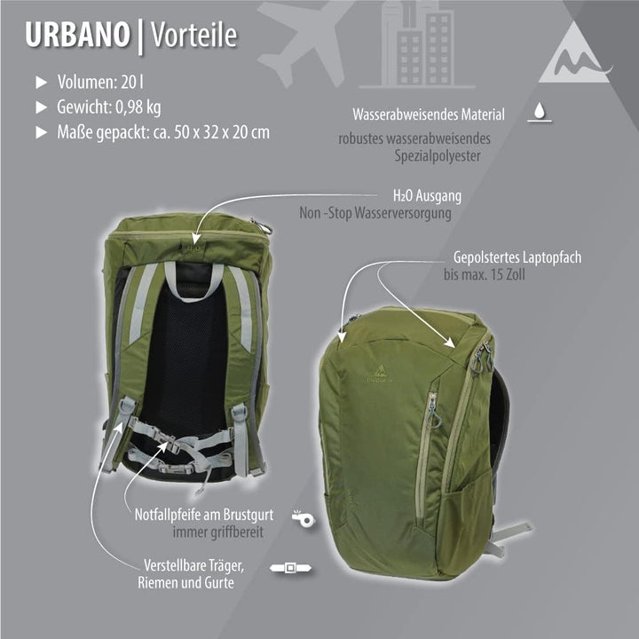 mapuera Urbano - stylischer Cityrucksack, 20 l, als Stabiler Business-Rucksack mit Laptopfach für Ar