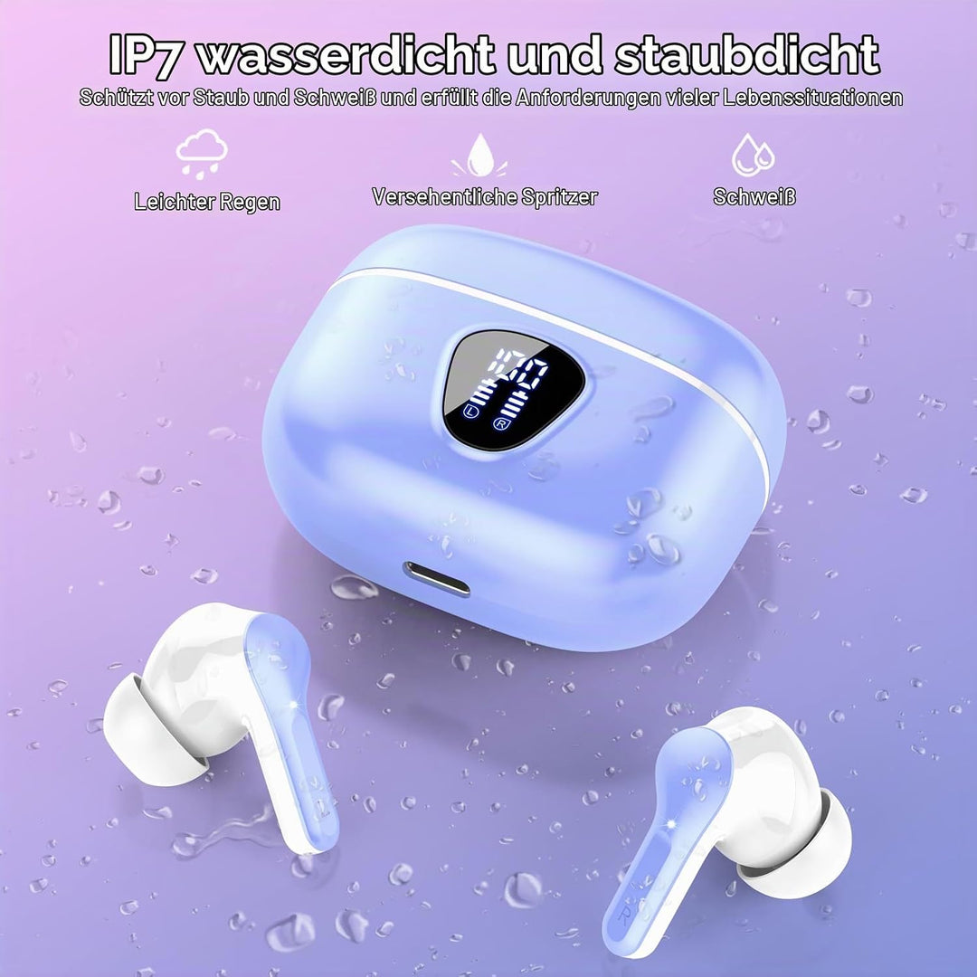 Bluetooth Kopfhörer, Kopfhörer Kabellos Bluetooth 5.4 In Ear, 4 ENC Noise Cancelling Mic Ohrhörer, H