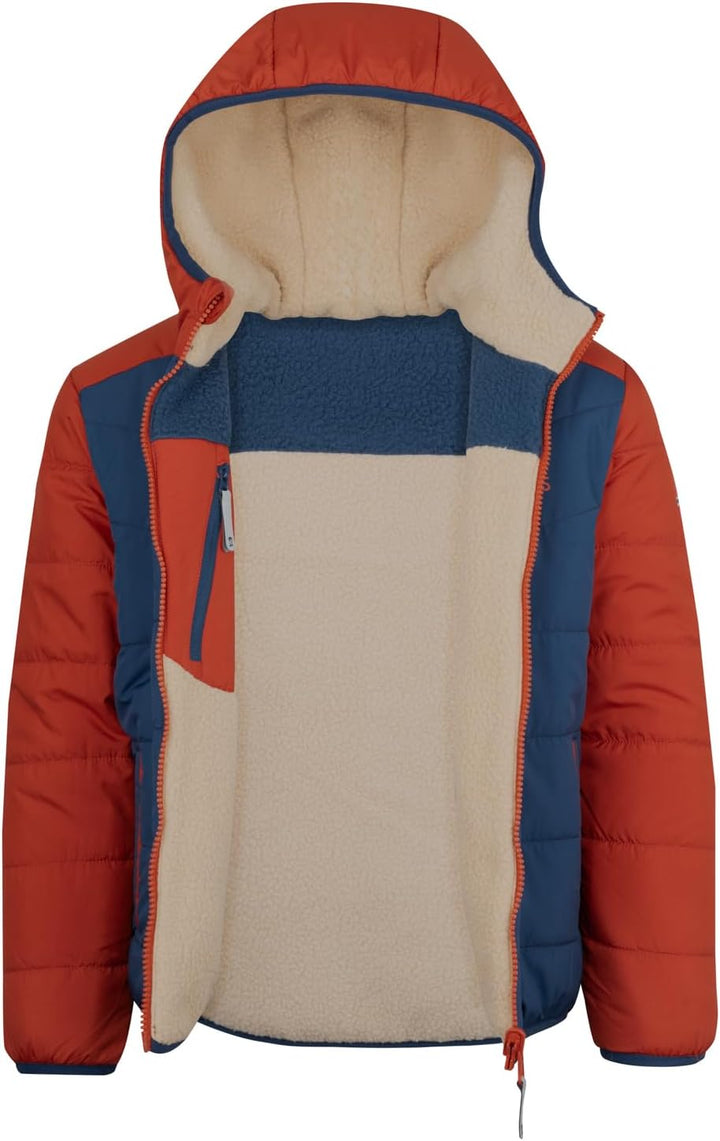 Trollkids winddichte Kinder Jacke mit Reissverschlusstaschen SANDVIKA 92 Wüstensand/Mystik Blau/Rost