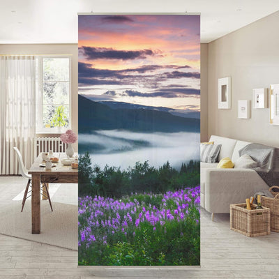 Bilderwelten Raumteiler Paradiesisches Tal in Norwegen 250x120cm mit transparenter Halterung inkl. t