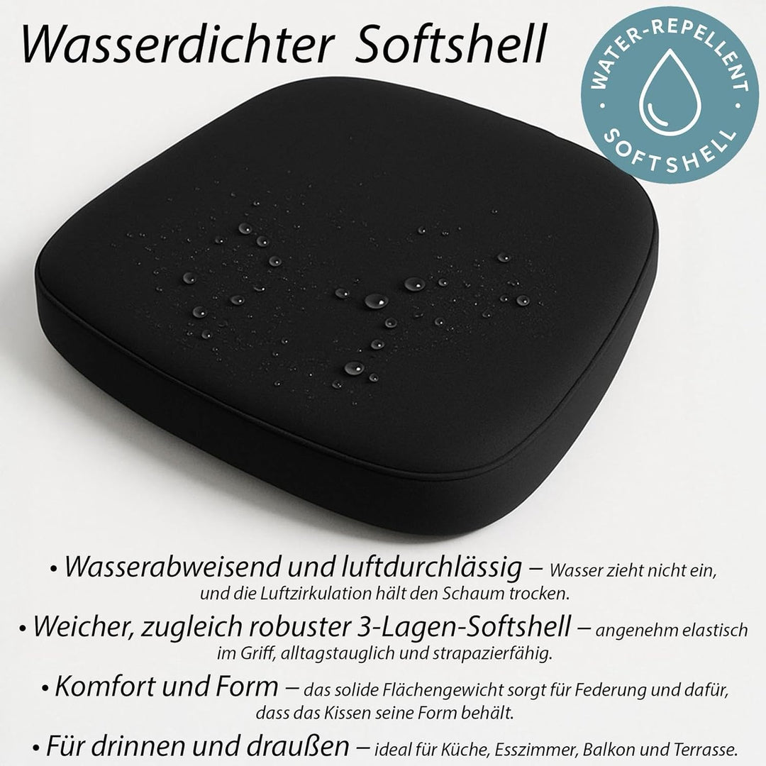 SILUK Sitzkissen 4er Set – Wasserdicht, Weich & Dick, Abnehmbarer Bezug mit Reissverschluss, Outdoor