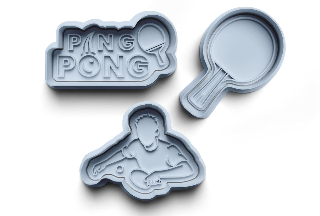 Plätzchenform Tischtennis aus PLA – Backspass für Sportfans, 3 Motive mit Stempel, Ping Pong Design,
