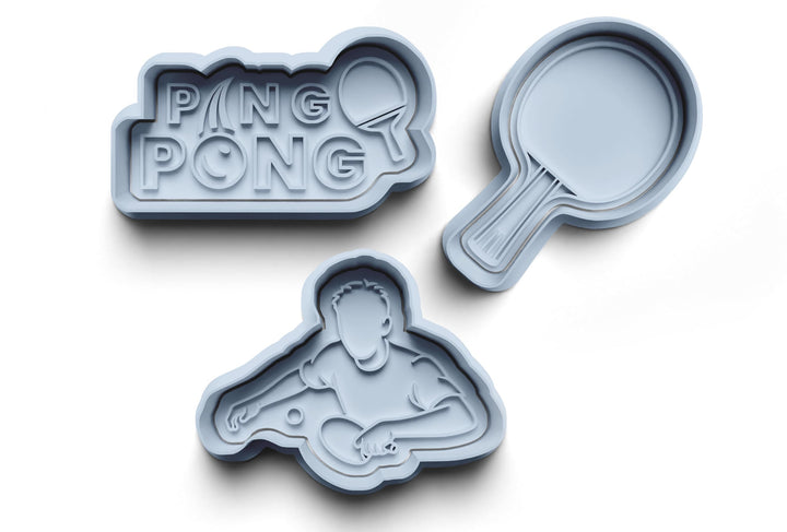 Plätzchenform Tischtennis aus PLA – Backspass für Sportfans, 3 Motive mit Stempel, Ping Pong Design,