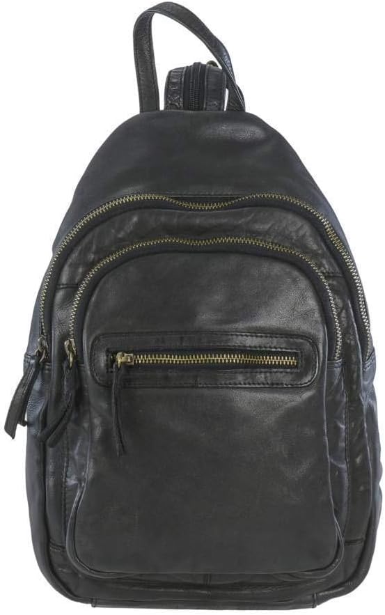 Bear-Design Rucksack Leder Cityrucksack Backpack schwarz für Damen Damenrucksack Frauen City Reise