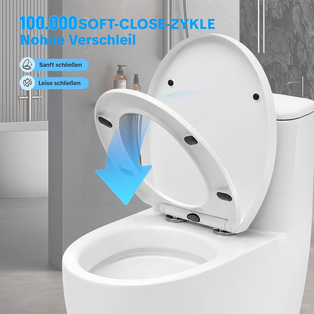NUESTRA VIDA Ovaler WC-Sitz mit verdicktem Design und Absenkautomatik – einfache Montage, Edelstahl-