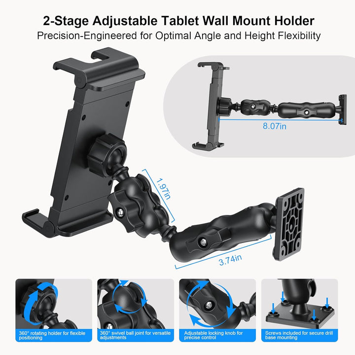 PLDHPRO Tablet Halterung Auto, iPad Halterung Auto für LKW Armaturenbrett, Wand & Schreibtisch, 360°