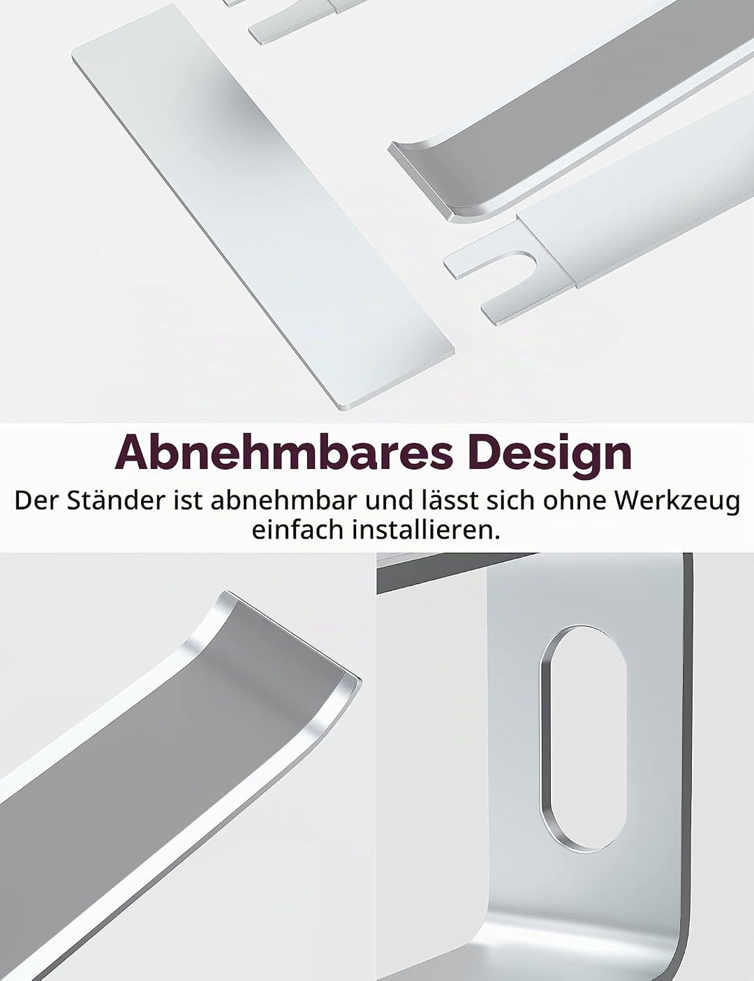 ALASHI Laptop-Ständer für Schreibtisch, Aluminium-Computer-Erhöhung, ergonomischer Notebook-Halter,