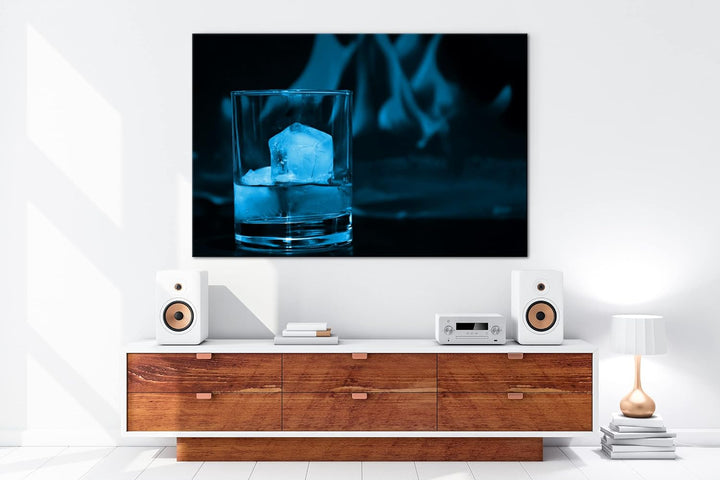 deyoli Glas edlen Whisky Format: 100x70 Effekt: Monocrome Blau als Leinwandbild, Motiv fertig gerahm