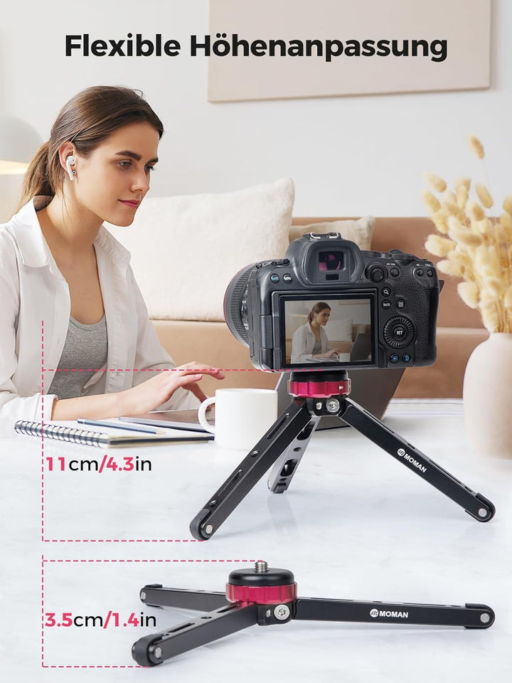 Mini Tripod Moman TR01 Small Stativ Tischstativ Klein Kamerastativ CNC Aluminium 1/4 3/8 Schraubbefe