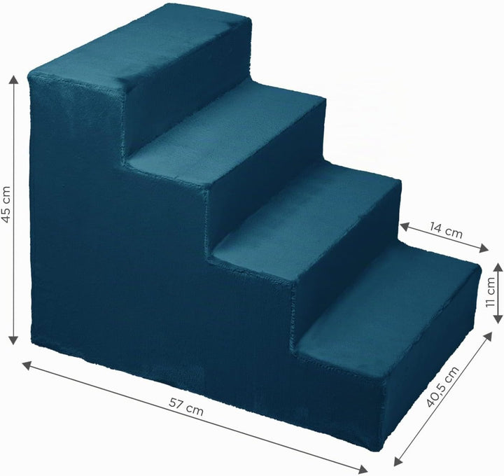 Mg Design Hundetreppe 4 Stufen in Blau – Stabiler Holzrahmen, gelenkschonend, leicht &amp; mobil, für So