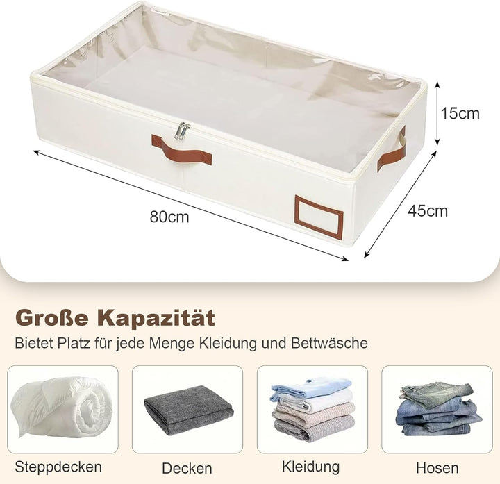 8 Stück Unterbett Aufbewahrungsbox mit Aufbewahrung Deckel, 600D Hartschale Unterbettkommode mit Rei