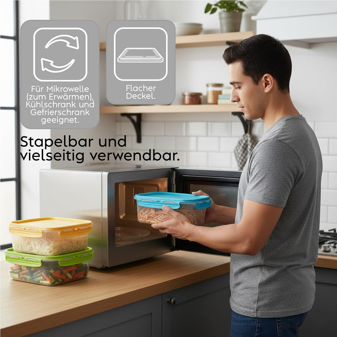 Snips, SnipsLock MIXCOLOR, Set 3 Vorratdosen 3 x 1,80 LT Rechteckig Voratdosen set, 23,5 x 18,5 x 13