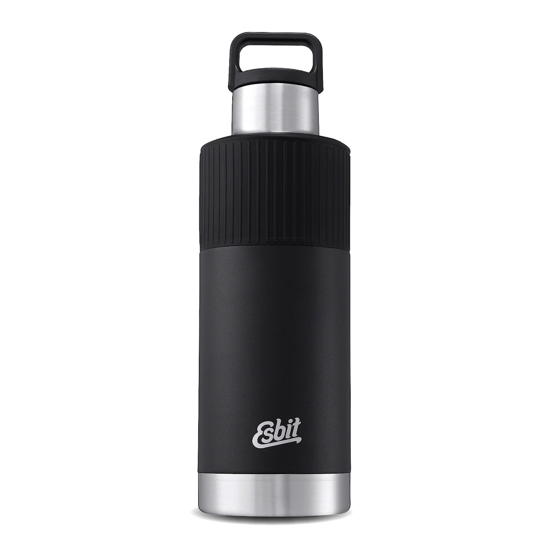 Esbit Isolierflasche Sculptor - Edelstahl Trinkflasche 1000 ml in Schwarz mit Manschette - für warme