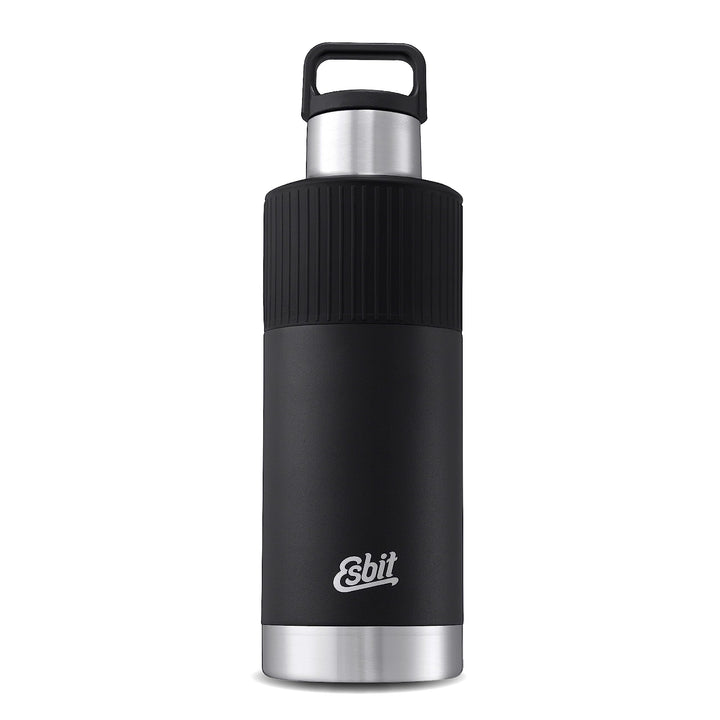 Esbit Isolierflasche Sculptor - Edelstahl Trinkflasche 1000 ml in Schwarz mit Manschette - für warme