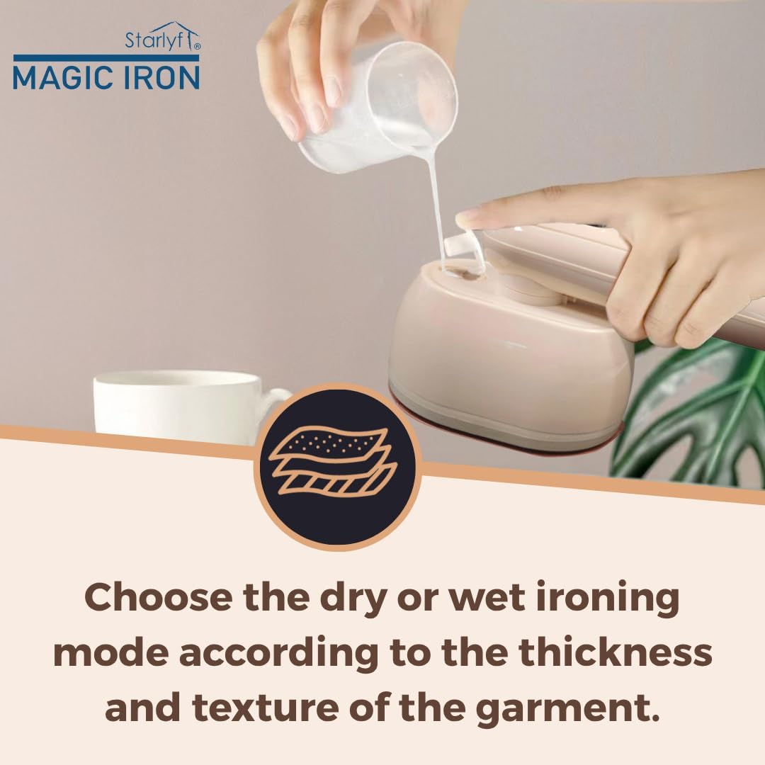 STARLYF Magic Iron Handwäsche-Dampfer, schnelles Aufheizen von 20s, Tank 100 ml, Doppelfunktion troc