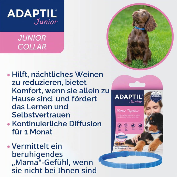 ADAPTIL Verstellbares Kinderhalsband für Welpen, reduziert nachweislich das Weinen in der Nacht, Kom