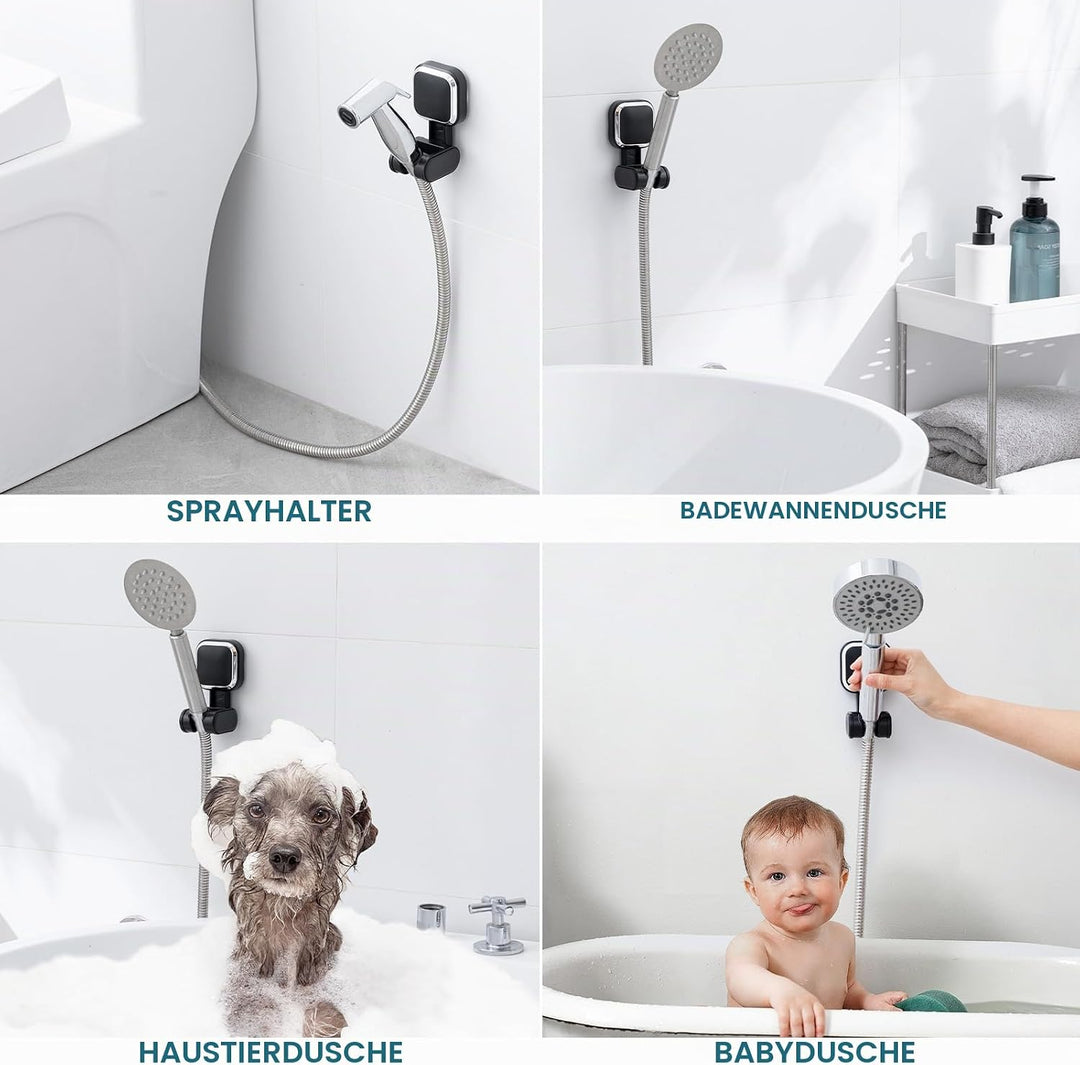 TAILI Duschkopfhalterung ohne Bohren, MAX Halt 3 KG Platz Saugnapf Duschkopfhalter für Badezimmer, W