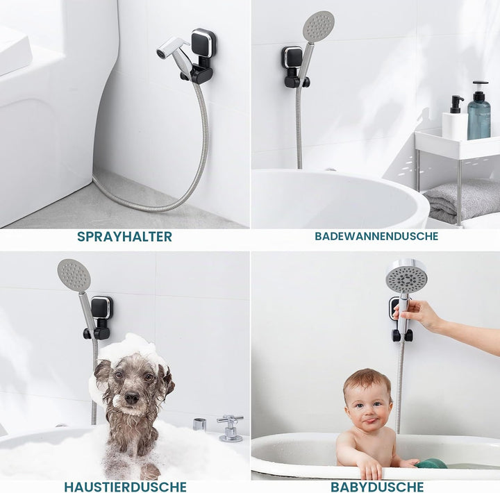 TAILI Duschkopfhalterung ohne Bohren, MAX Halt 3 KG Platz Saugnapf Duschkopfhalter für Badezimmer, W