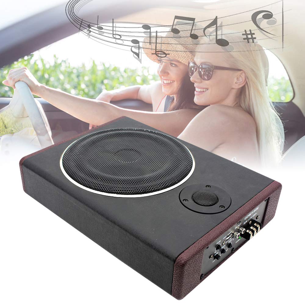 Futchoy 12V 600W Bass Subwoofer Auto Edelstahl Ultradünner KFZ,8-Zoll-Hochleistungs-Aktiv-Subwoofer,