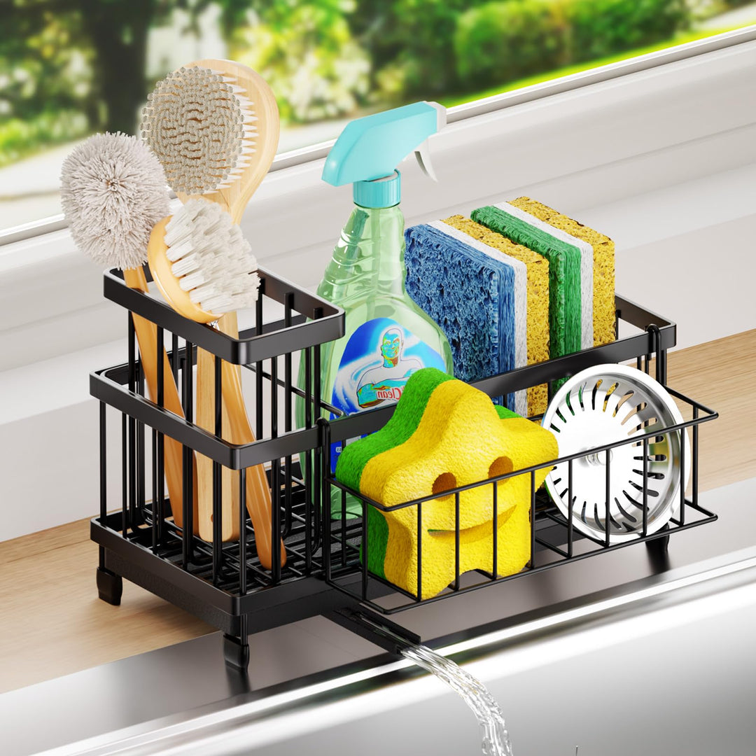 SWTYMIKI Spülbecken Organizer Spülmittel Organizer - Grosser Spüle Organizer mit 360° Automatischer