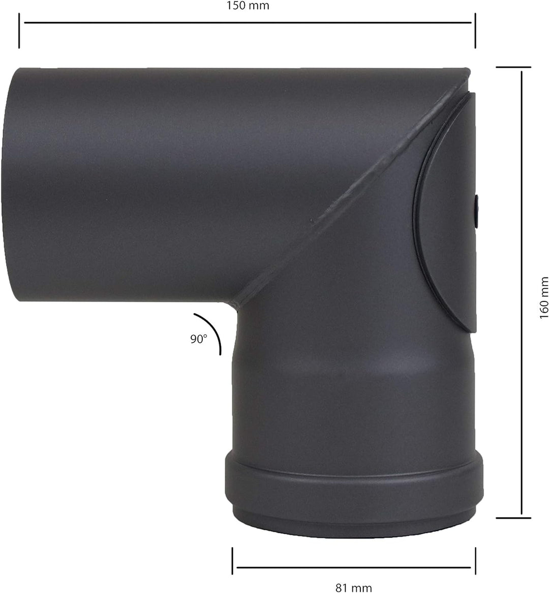 LANZZAS Pelletrohr Spitzbogen 90° mit Reinigungsverschluss, im Durchmesser DN Ø 80 mm, in schwarz, P