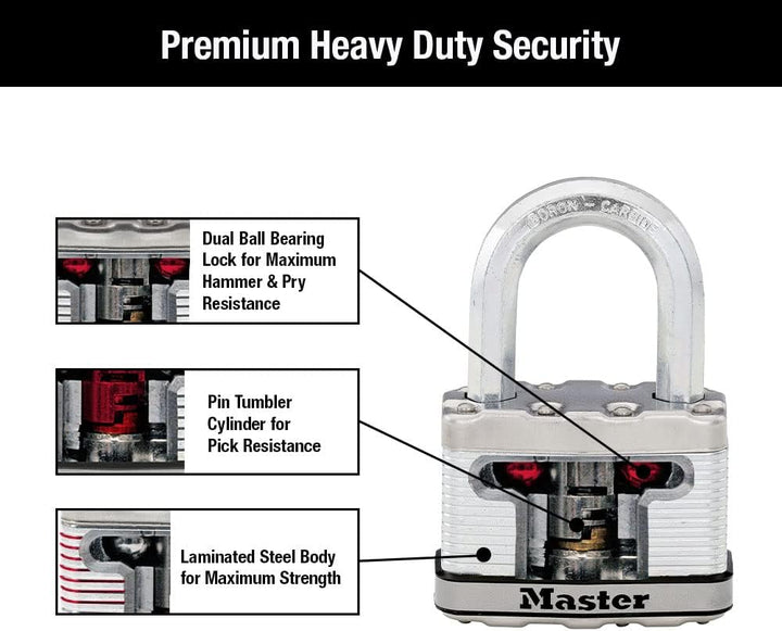 Master Lock M15XTLF Magnum robustes Outdoor-Vorhängeschloss mit Schlüssel, 2 Stück gleichschliessend