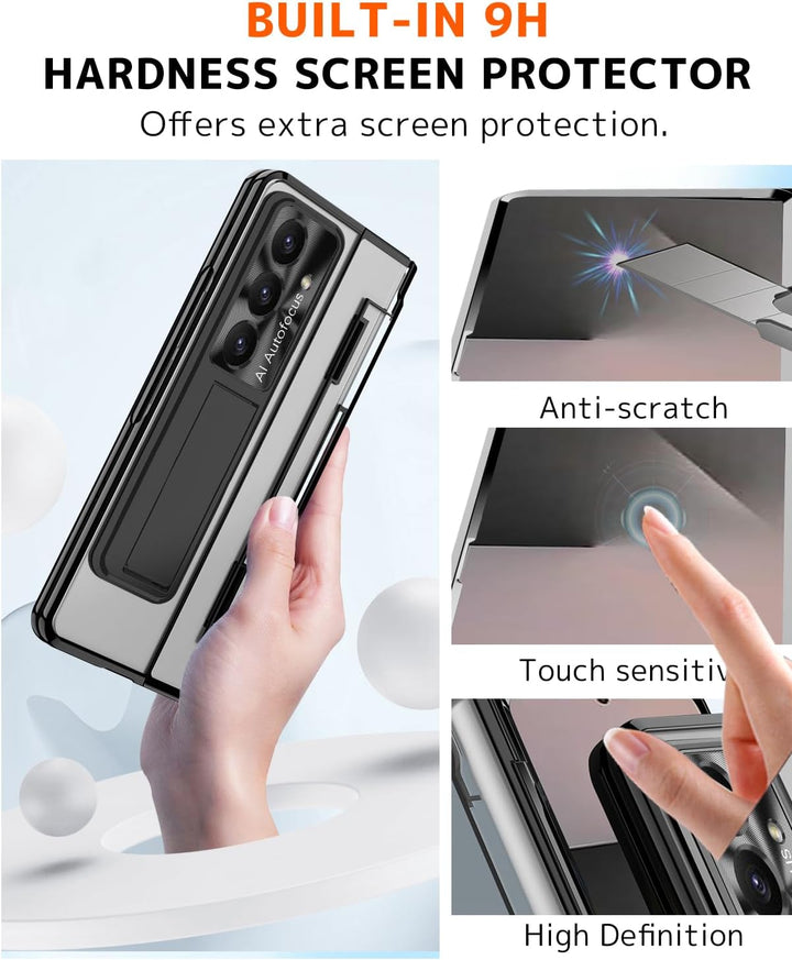 NINKI für Samsung Galaxy Z fold 7 Hülle mit S Pen Scharnierschutz,Luxus Beschichtung Transparent Cov