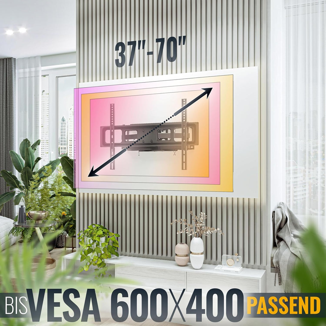 RICOO TV Wandhalterung Fernseher Schwenkbar Neigbar für 37-70 Zoll, Universal TV Halterung S5264, Fe