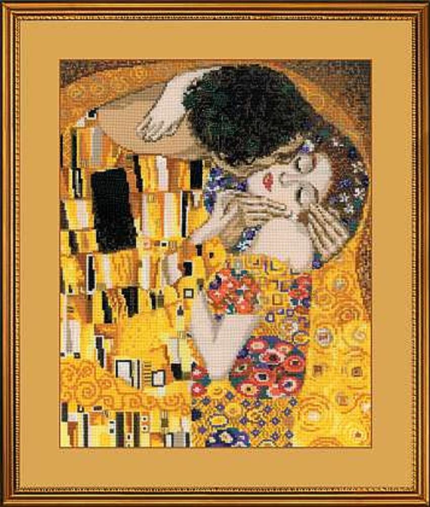Riolis Stickpackung - The Kiss by Klimt, Weiss, Mittel
