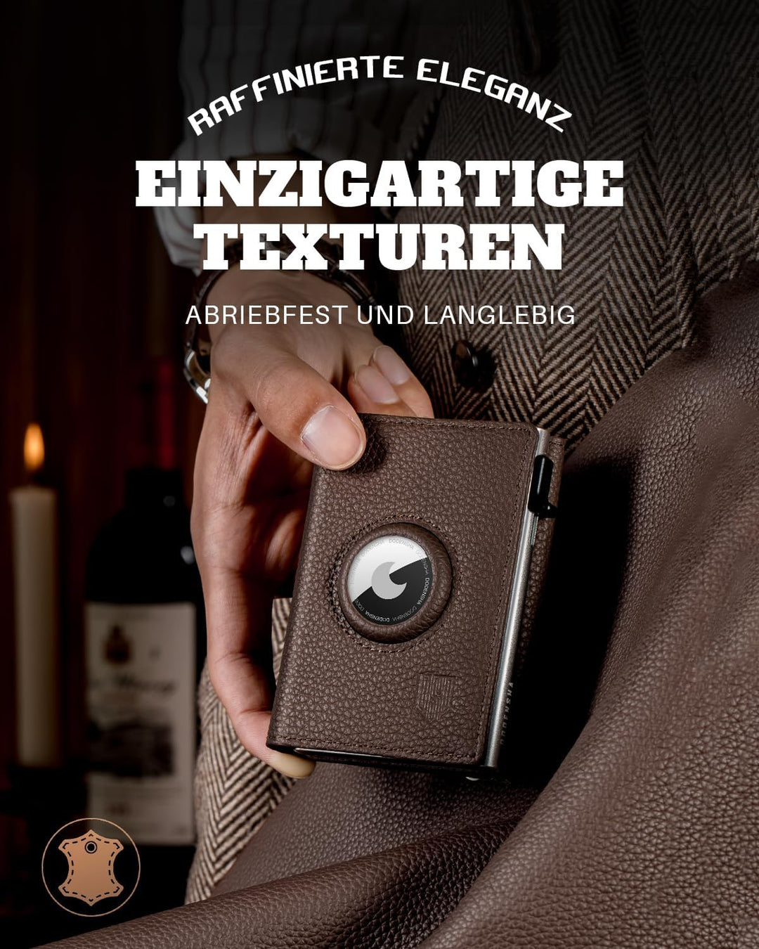 DODENSHA® MagSnap Pebble Airtag Wallet Herren I Kartenetui Herren I Smart Wallet für 10+ Karten I Wa
