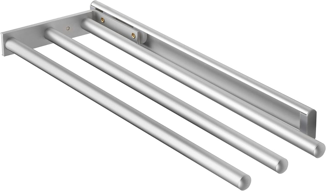 Emuca - Ausziehbarer Handtuchhalter, 3 Arme, handtuchauszug küche oder bad, 440 mm, Aluminium, Matt