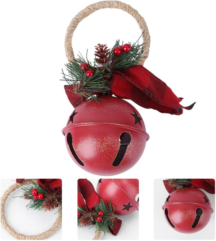 MAGICLULU Weihnachts-Glöckchen-Türhänger Grosse Tür-Hängeglocken Mit Tannenzapfen Beeren-Eisen-Stern