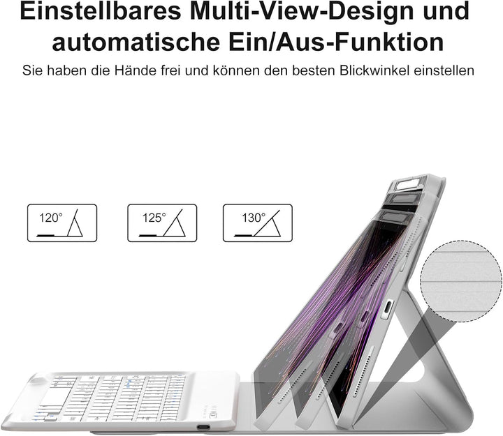 IVEOPPE Hülle mit Tastatur für iPad Pro 12,9 Zoll 6./5./4./3. Generation, Deutsches QWERTZ Layout, M