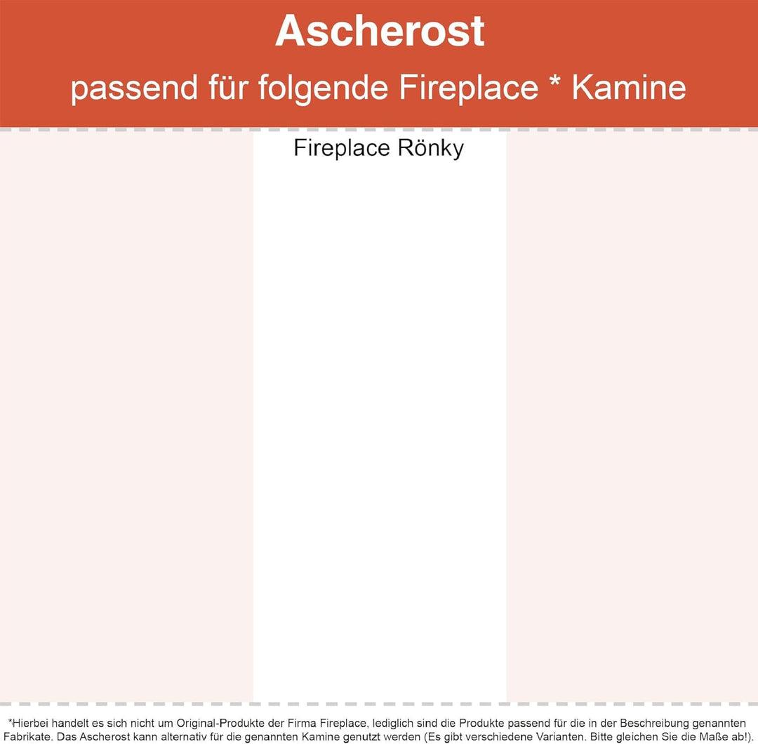 Kaminrost/Ascherost Eckig 490 x 128 x 8 mm passend für Fireplace Rönky ** Kaminöfen inkl. Modellüber