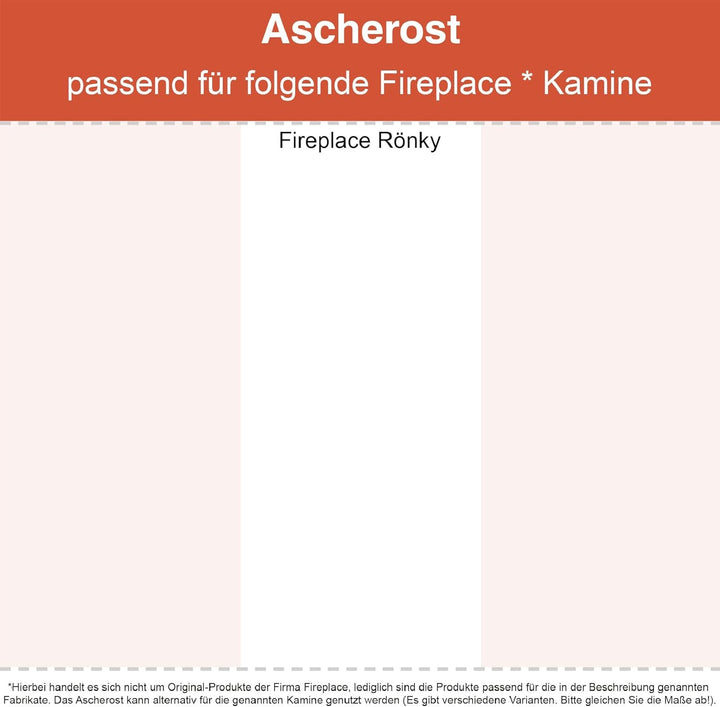 Kaminrost/Ascherost Eckig 490 x 128 x 8 mm passend für Fireplace Rönky ** Kaminöfen inkl. Modellüber