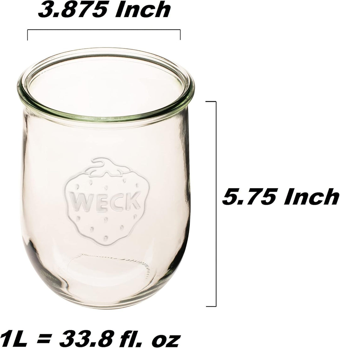 Weck Jars - Tulpengläser 1 Liter Sauerteig-Startergläser Grosse Gläser für Sauerteig Tulpenglas mit
