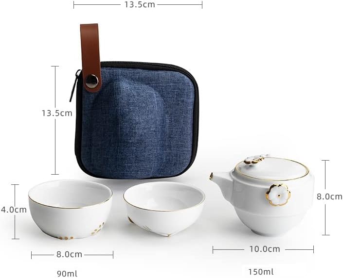 RORA Reise-Tee-Set mit tragbarer Tasche, Kung Fu Handgemachte Keramik-Teekanne, All-in-One-Teekanne,