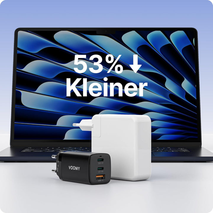 VOOMY USB C Ladegerät 65W, Schnellladegerät GaN Charger, USB Ladegerät Mehrfach 3-Port, USB C Netzte