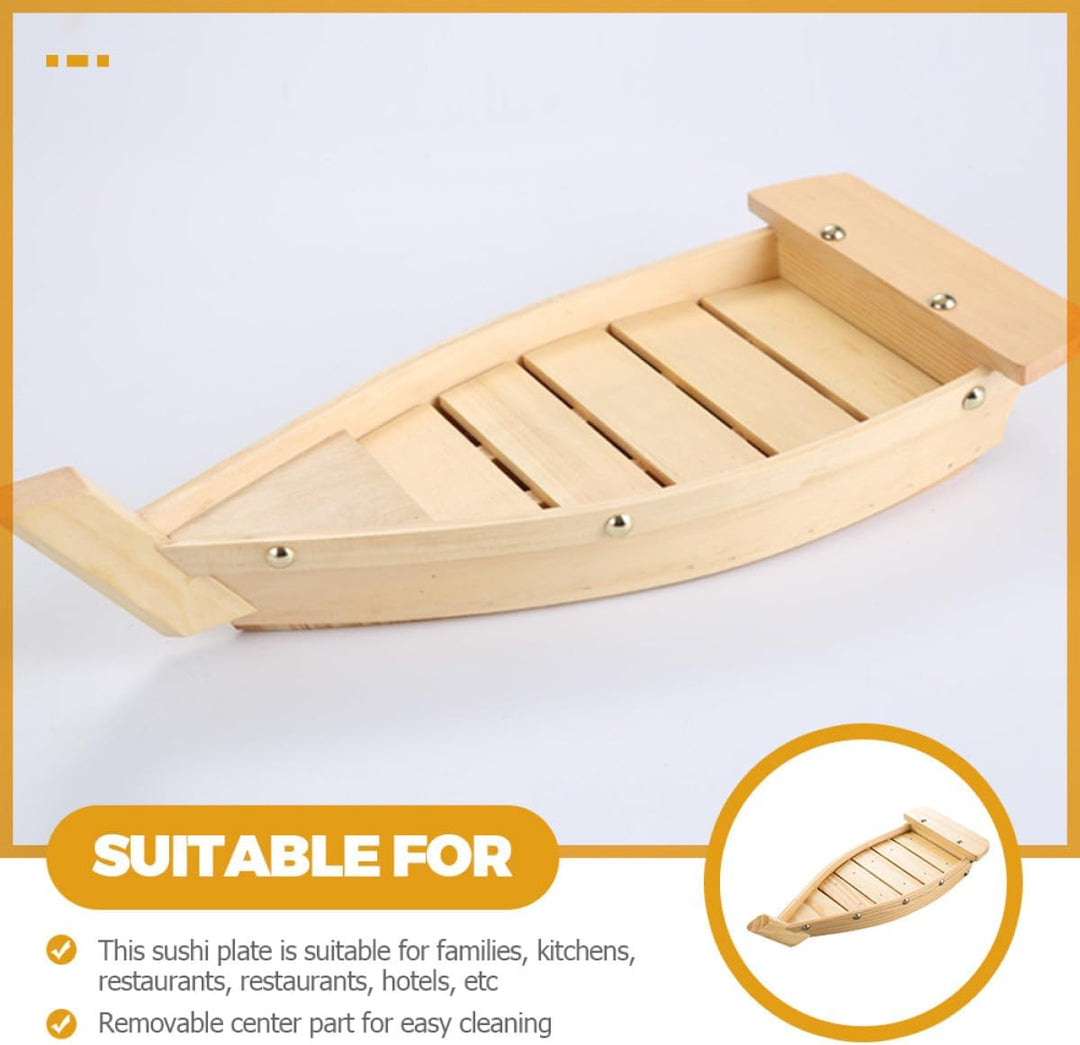 TOPPERFUN Holz Sushi Boot Sashimi Servierplatte Kreatives Schiff design für Restaurant Hotel Familie