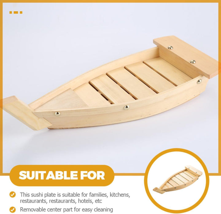 TOPPERFUN Holz Sushi Boot Sashimi Servierplatte Kreatives Schiff design für Restaurant Hotel Familie