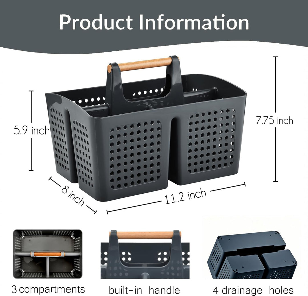 VITEVER Portable Dusche Caddy Korb mit Fächern, Kunststoff geteilt Reinigung Caddy Organizer Storage