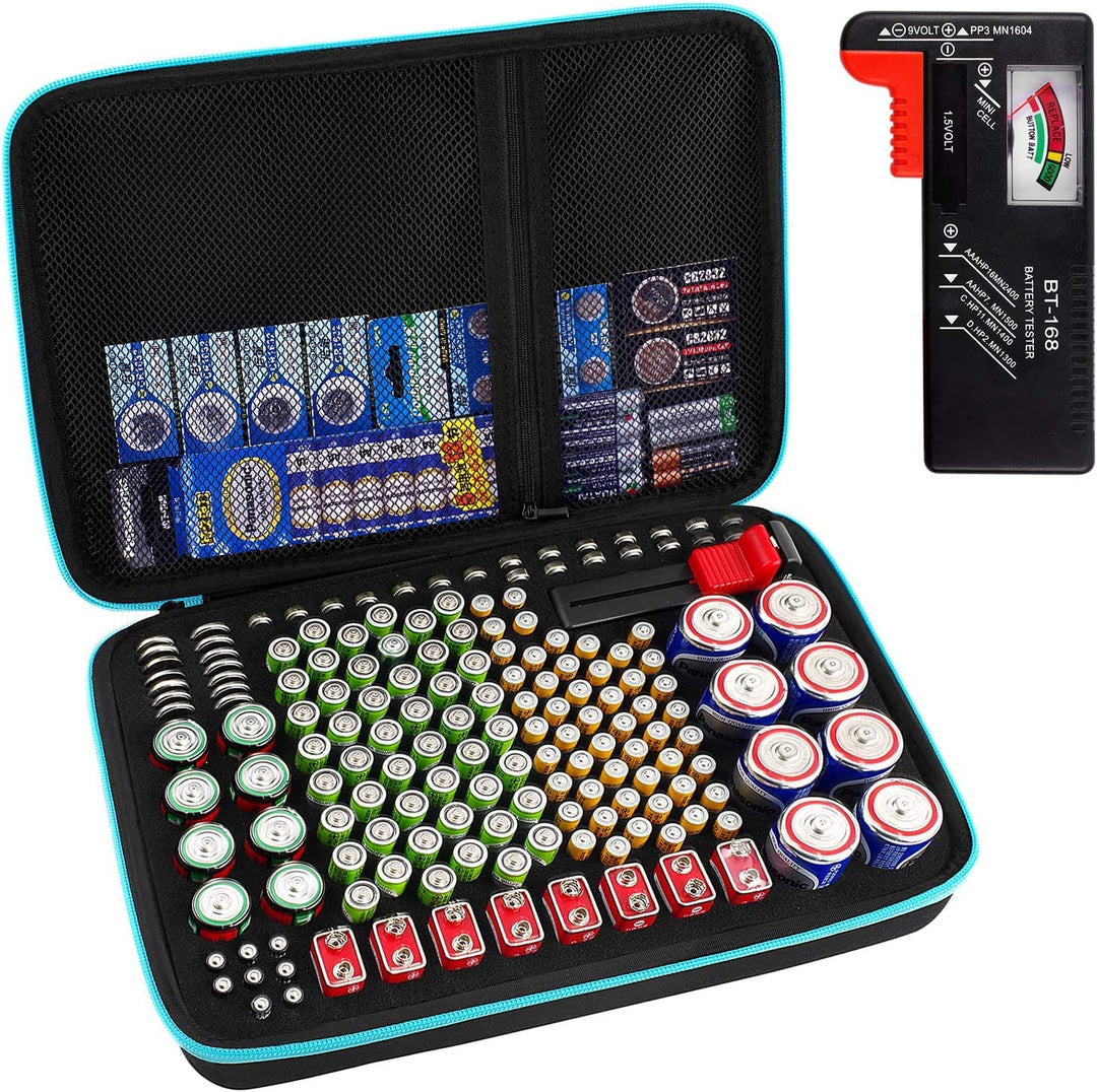 Batteriebox Tragetasche Aufbewahrungsbox für Batterieorganisator mit Batterietester (BT168), Tasche
