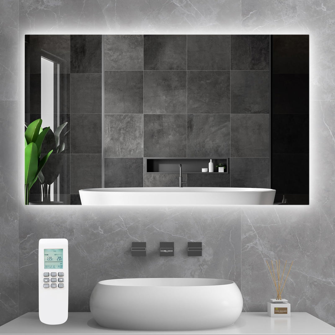 Infrarotheizung Spiegel mit Thermostat 580 Watt - Spiegelheizung Infrarot mit LED Beleuchtung Licht