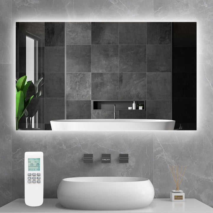 Infrarotheizung Spiegel mit Thermostat 580 Watt - Spiegelheizung Infrarot mit LED Beleuchtung Licht