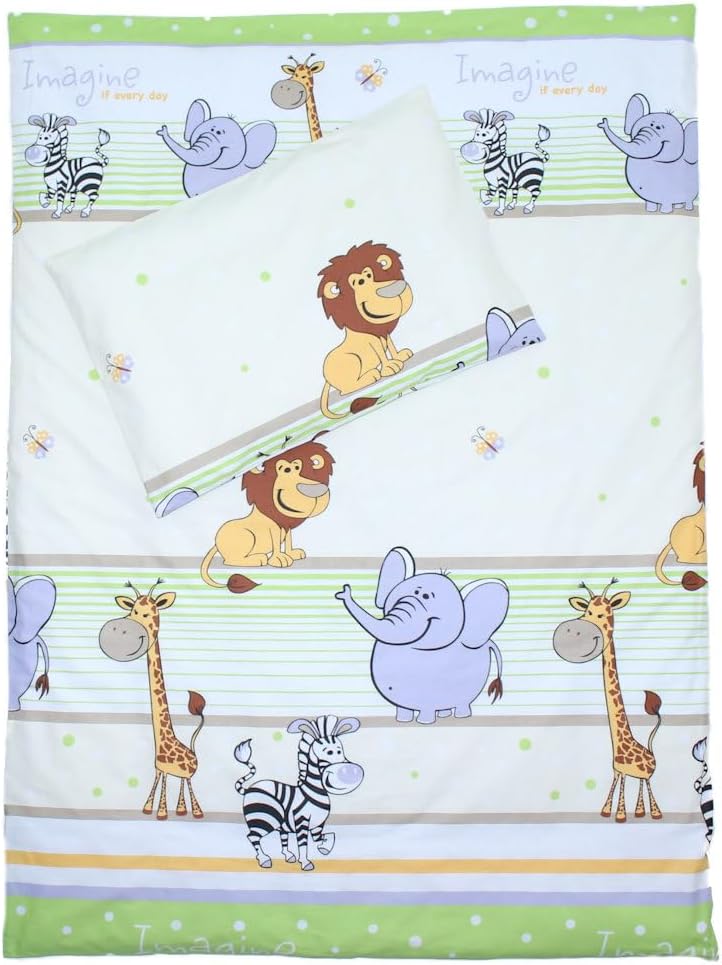 Baby Bettset Bettwäsche mit Himmel Vollstoff - Safari Grün - Bettausstattung Set (7 teilig), 7 teili