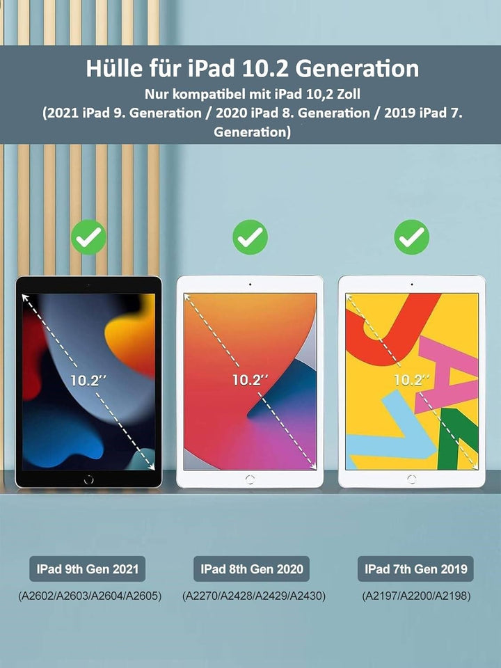 WINCHKING iPad 9 Generation Hülle mit Tastatur 10,2 Zoll für iPad 9/8/7 Gen - 7 Farben Beleuchtete K